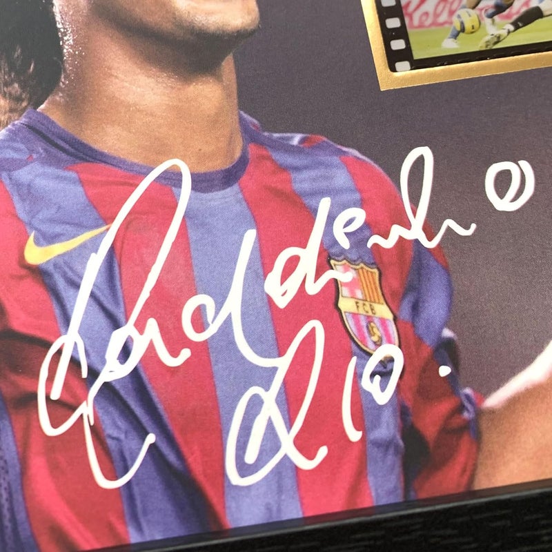ORIMAMI Soccer Ball Ronaldinho Signed Picture Desktop Framed Photo Gift 8x6 Inches - with 35mm Film Recorded Scene Display,Gifts for Soccer Fans on Birthday Christmas - Image 3